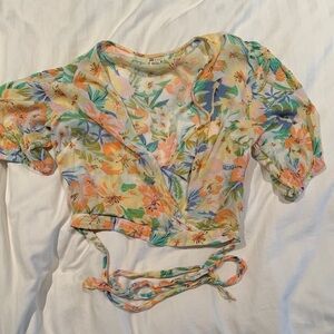 Billabong Too Cute Surplice Crop Top Size Large